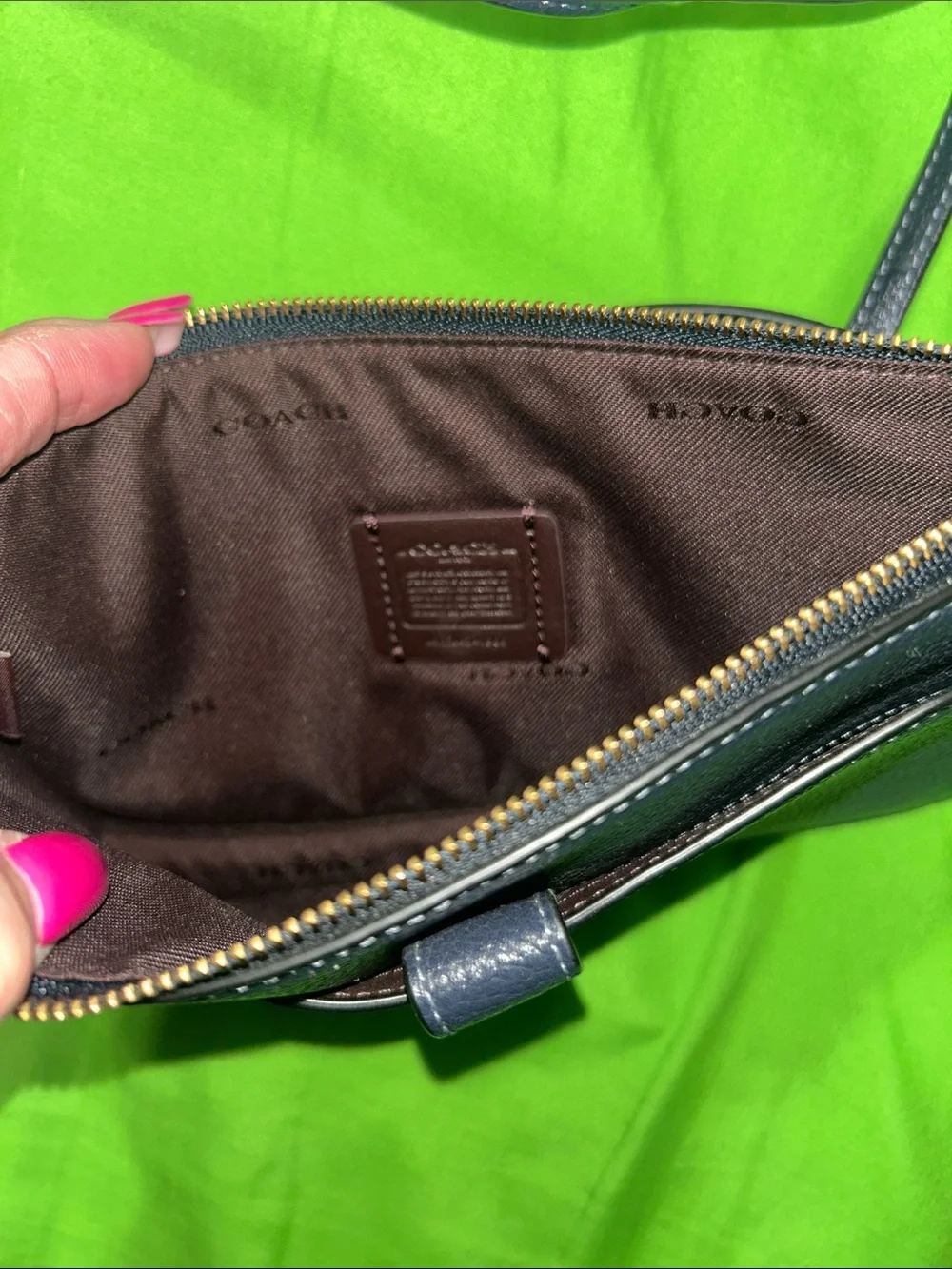 Coach Black Pebbled Leather Crossbody Wallet with Gold Hardware